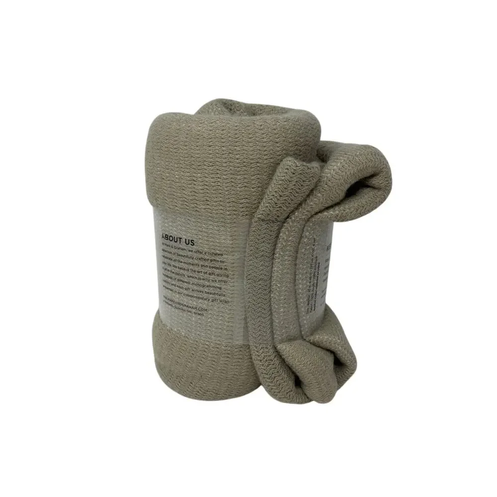Mark & Graham Throw Knit Blanket Tan 50